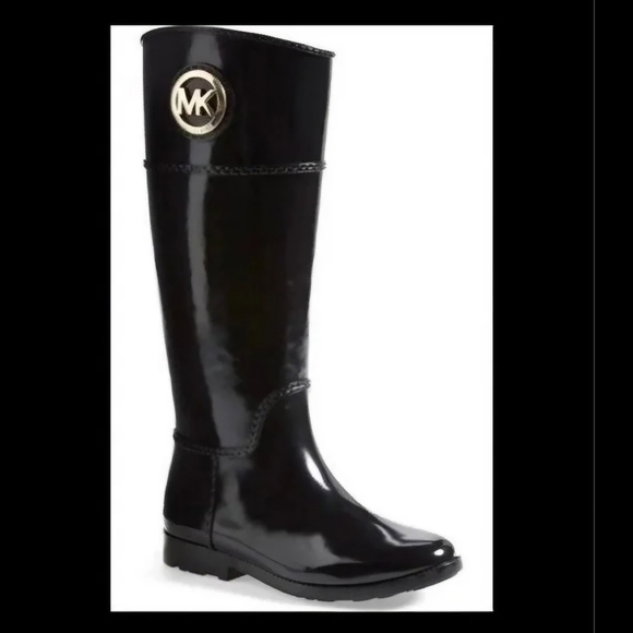 🔥EUC MICHAEL KORS LOGO STOCKARD TALL RUBBER RAIN BOOTS - Picture 2 of 16